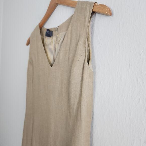 Lafayette 148 100% Linen V-Neck Sleeveless Sheath Dress - Picture 4 of 11